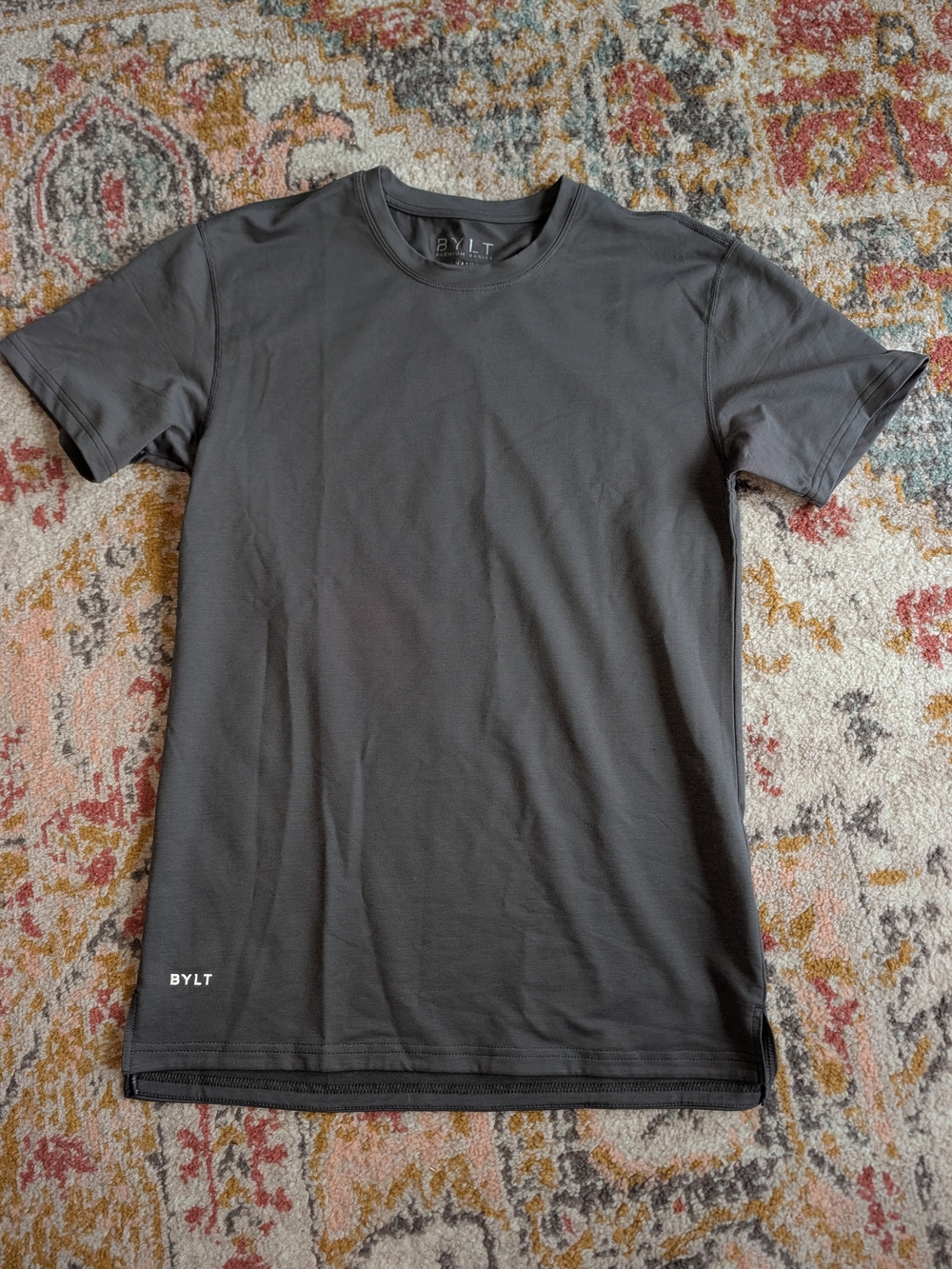 BYLT Basics Women's Gray Charcoal Short Sleeve Tee Gym Active Athletic